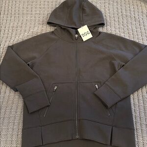 DSG NWT sport fleece Zip-Up Hoodie womens Size XS black on black